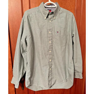 Tommy Hilfiger Shirt, Mens, Sz L, Green Checked Pattern, Button Down